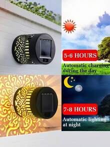 Solar Powered Outdoor Projection Wall Light, Waterproof Automatic Switch, Mandala Pattern LED Landscape Light, Warm White Color Changing Decorative Light For Garden, Fence, Patio, Yard, Pathway, Backyard, Holiday Party Decoration - A - View 4