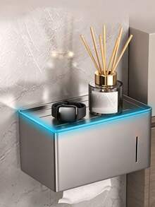 1pc Multifunctional Carbon Steel Fashion Facial Tissue Box, Minimalist No-Drill Wall-Mounted Storage Rack With Shelf, Easy Installation Rust-Proof, 3 Colors Available, Perfect For Small Bathroom And Kitchen Storage, Enhancing Home Decor Style - Multicolor - View 9