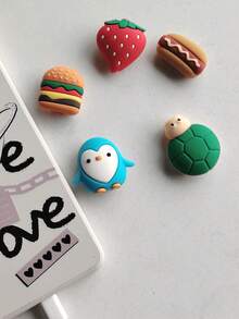 5pcs Cartoon Hamburger Hot Dog Strawberry Charging Cable Protector Compatible With Apple, Anti-Breakage Cable Protector Design, Fun Gift For Phone Data Cable - Multicolor - View 7