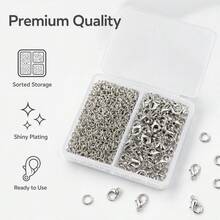 150 Pcs/Box DIY Jewelry Clasps And Connectors Set 50 Alloy Lobster Clasps And 100 Jump Rings, For Beading Craft Interface Making Accessories - DIY - View 1