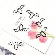 10pcs Bat-Shaped Black Metal Paper Clips, Halloween Gift, Office Document Organizer, Test Paper Clip, Bookmark, Folder Clip, Bat Theme Clips, Suitable For Office, School, Party Decoration, Cute Bat Paper Clips - 1 Set - View 4