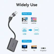 VENTION 2-in-1 USB-A & Type-C ke Adaptor Konverter Video HDMI, Output Full HD 1080P@60Hz, Adaptor Plug-and-Play Portabel untuk Desktop, Laptop, Monitor, TV, Proyektor - View 8