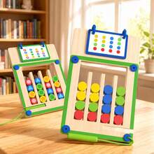 1 Set Juego de Rompecabezas Deslizante Colorido para Niños, Juego de Mesa de Razonamiento Lógico de Madera, Juguete de Escritorio de Iluminación de Pensamiento para Jardín de Infancia - Multicolor - Ver 3