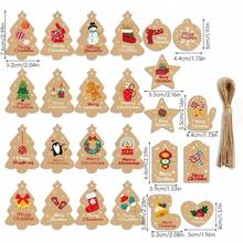 100pcs,Retro Kraft Paper Multi-Color Tree-Shaped Snowflake Walking Stick Candy Snowman Printed Christmas Gift Label, Suitable For Party Craft Name Cards, Decoration For Christmas Gift Packaging - Multiple Styles - View 2