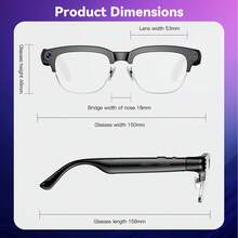 Fashion AI Smart Glasses, Supports 100+ Languages Voice Translation, 800W Camera, Vlog Recording, Bluetooth Calls, Music And Voice Recording, Modern Half-Frame Design, Unique Gift For Christmas, Birthday And Special Occasions - View 3