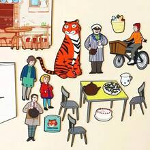 hoojojo 18Pcs Felt Storytelling Set, The Tiger Who Came To Tea Felt Story Board, Interactive Storytelling Props, Role-Playing Drama Activity Supplies, Reading Learning Teaching Aid, Classroom Interactive Game, Back-To-School Supplies - Multicolor - View 4