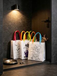 12/6/1pc Halloween DIY Gift Bags, Doodle Tote Bags, DIY Line Drawing Gift Bags With Colorful Handles, Atmosphere Decor, Photo Props, Suitable For Party Gift Packaging, Packaging Bags, Table Centerpiece Decoration, Gift Bags Included - Multicolor - View 6