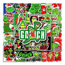 Panini 52pcs Green Monster Grinch Cartoon Stickers, Christmas Fun Waterproof PVC Decals, Suitable For Christmas Party Favors, Handmade DIY Crafts, Student Rewards, Holiday Gifts - A - View 9