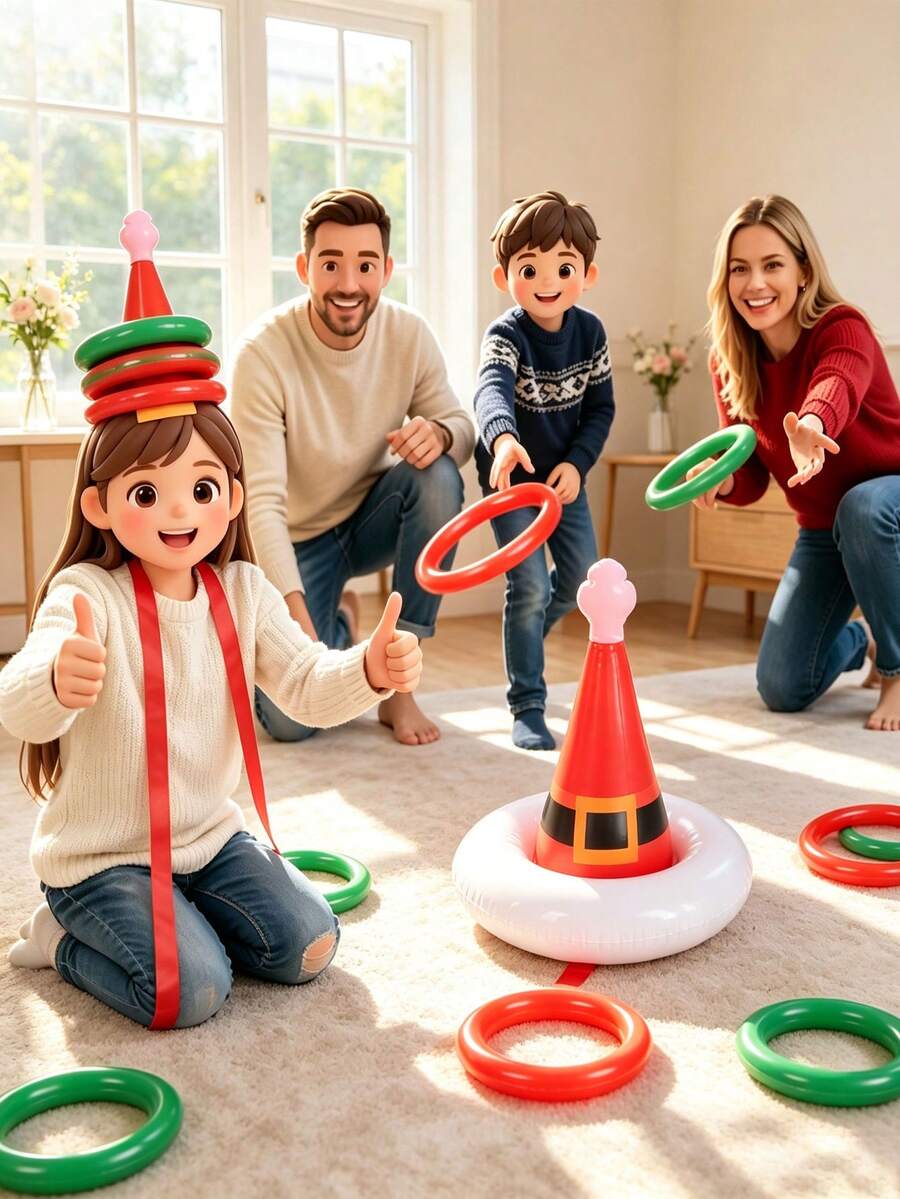 5pcs Inflatable Christmas Ring Toss Headband, Interactive Ring Toss ...