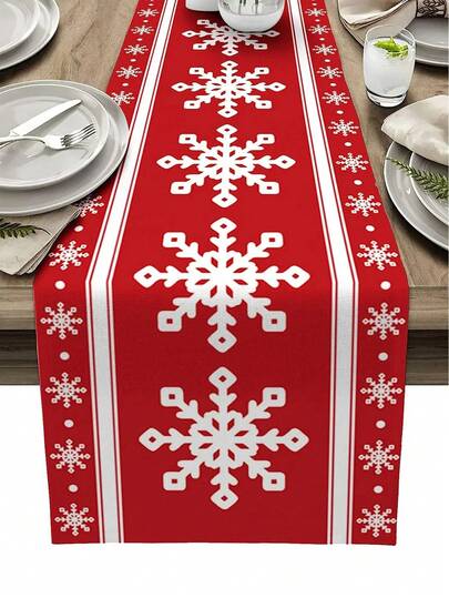 God jul snöflinge bordslöpare, återanvändbar vinter- och juldekoration för köks- och matbord, festdekoration