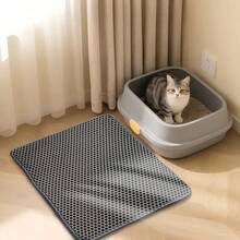 1pc Double Layer Cat Litter Mat Non-Slip Pet Cleaning Mat Litter Trapper Mat Waterproof Cat Dog Litter Box Mat - Grey - View 5