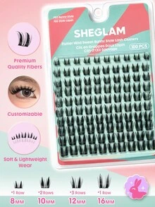 SHEGLAM [3 قطع] مجموعة حزمة رموش Flutter Wild Cluster - الأسود - مشاهدة 8