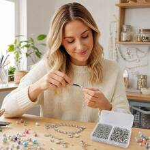 150 Pcs/Box DIY Jewelry Clasps And Connectors Set 50 Alloy Lobster Clasps And 100 Jump Rings, For Beading Craft Interface Making Accessories - DIY - View 6