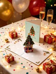 3D Pop‑Up Christmas Greeting Card, Festive Holiday Handmade Card, Xmas Decoration Gift Card For Family Friends Party Gifting - 3D Greeting Card - View 1