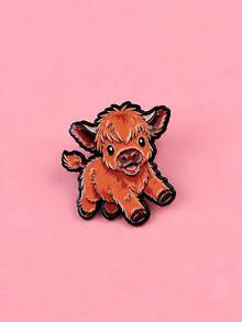 Cute & Lively Highland Cow Enamel Brooch - Fluffy Animal Pin, Suitable For Backpacks And Jackets - Multicolor - View 6