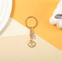 Creative Alloy Oil Drop Lotus Leaf Pendant Key Ring Faux Pearl Letter Hanging Tag Hanging Chain Car Key Bag Pendant - Multicolor - View 7