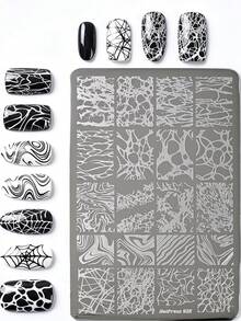 1Pc Abstract Texture Nail Art Stamping Plate 3D Marble Swirl Bubble Mesh Splatter Cracked Line Pattern Reusable Stainless Steel Nail Printing Template Nail Transfer Stencil For DIY Manicure Nail Salon Decor Tools - Multicolor - View 6