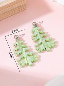 1 par de pendientes de moda para mujer con diseño asimétrico brillante de árbol de Navidad, adecuados para uso diario y combinación con fiestas - verde menta - Ver 4