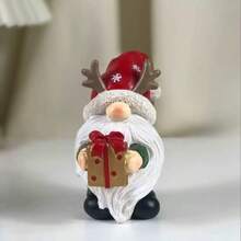 Christmas Holiday Desktop Decoration Santa Claus Holding Gift And Tree Wooden Craft Home Bedroom Living Room Gift - A - View 4