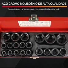 Conjunto de 20 peças de soquetes pneumáticos curtos de 1/2 polegada, soquetes sextavados e soquetes de impacto, de 8 mm a 32 mm, em aço liga cromo-molibdênio, com cantos arredondados e caixa de armazenamento. - A - Visão 2