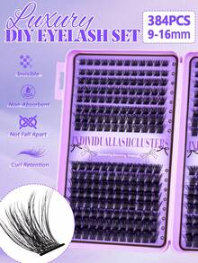 384片 D捲度簇狀假睫毛 (9-16mm) - 輕盈蓬鬆 DIY 接睫毛，打造歐美風「貓眼」造型，易於佩戴，適合初學者，適用於日常佩戴、節慶、表演等場合 - D - 查看 4