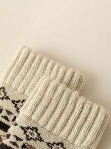 5 Pairs Women's Fair Isle Thermal Lined Thick Mid-Calf Socks, Retro Mori Style, Autumn/Winter - Multicolor - View 8