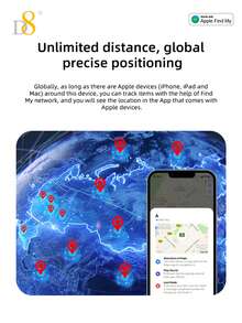 D8 Key Finder Tag (IOS Only), FindMy Tracker Item Locator With Keychain, Suitable For Keys, Pets, Wallets, Backpacks And Tablets, Includes Battery, Compatible With FindMy APP, Global Positioning, Long Battery Life, Phone APP Control, IOS Key Locator - Multicolor - View 6