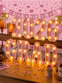 22CM/8.66IN Large LED Glowing Letters/Numbers, Pink Flashing LED Letter Lights, Includes 26 Letters, 0-9 Numbers, Pink Glowing Letters, Battery Powered, Flashing Letter Lights, Suitable For Party, Desktop, Wall Decoration - Baby Room Decoration - Autumn Home Decor - Halloween Decoration - Pink - View 4