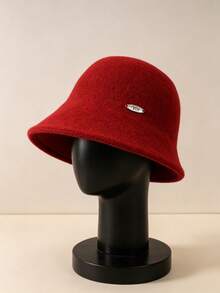 1pc Women's Solid Color Plush Bucket Hat, Suitable For Autumn/Winter Daily Wear - Plush Bucket Hat - View 11