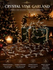 Christmas Crystal Beaded Garland, 39 Inch Christmas Tree Decoration, Transparent Crystal Decorative String, Suitable For DIY Crafts, Table Centerpiece Decoration, Holiday Decor, Wedding And New Year Gifts - Multicolor - View 4