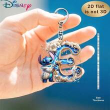 Disney Stitch Letter Embroidered Keychain, 26 'A-Z' Floral Cartoon Patterns, Acrylic Pendant With Chain, Suitable For Bags, Keys And Car Keys, Travel Accessory Gift, Cute Floral Keychain Design, Smooth Surface, Keychain, Decorative Keychain, Cartoon Keychain, Christmas Gift, Fan Gift, 2D Flat Gift, Holiday Gift, Home Decor - Multicolor - View 15