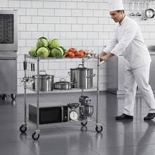 Kitchen Utility Cart, 3 Tier Heavy Duty Adjustable Wire Storage Rack, Commercial Steel Rolling Service Trolley On Wheels, Work Table With Handle Bar, For Garage And Laundry Room, 35x17.8x40.9 In - Silver 35x17.8x40.9 In - View 1
