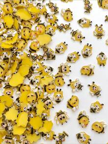 30pcs Cartoon Bee & Caterpillar Nail Art Charms, Cute Insect & Animal Childlike Style, Phone Case, Hair Clip, Earring Decorative Small Accessories - Multicolor - View 8