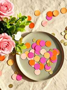 200-Piece Pink Orange Glitter Gold Polka Dot Table Decoration Confetti - Perfect For Birthday Parties, Bridal Showers, Wedding Favors, Embellishments, Table Decor - View 4