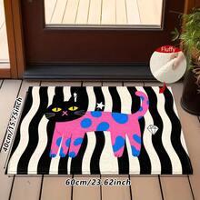 1pc Bathroom Anti-Slip Mat, Soft Faux Cashmere Material Floor Mat, Personalized Striped Polka Dot Cat Pattern Faux Cashmere Rug, Kitchen Anti-Slip, Bathroom Anti-Slip, Entrance Doorway Use, Bedroom Doorway Suitable, Multi-Scenario Use Anti-Slip Mat, Room Decoration, Holiday Gift - Multicolor - View 11