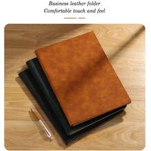 Multi-Color A4 PU Leather Business Folder, Multi-Pocket Document Organizer With Card Slots And Pen Holder, Suitable For Office, Resume, Meeting Storage - Single Piece - View 1