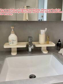 1pc Solid Color Sink Faucet Surround Storage Rack, Modern Plastic Irregular With Adjustable Split‑Tray Design, Space‑Saving Organizing Make Up Storage Organiser Bathroom Shelf, For Vanity Countertop Washroom Daily Use All‑Season Home Decor - Multicolor - View 11