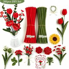 201pcs Fluffy Stem Handmade Set, Includes 200 Flexible Iron Wire Stems And 1 Greeting Card, Suitable For DIY Handmade Flowers, Doll Making, Holiday Decoration, Art Projects, Home Crafts, Party Decoration, Craft Supplies For Hobbyists - 201 Pcs - View 8