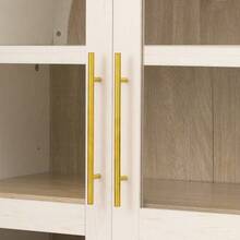 Highboard With Adjustable Shelves And Drawer, Kitchen Cabinet With Fluted Glass And Ample Storage, Ideal For Dining Room, Living Room, And Kitchen - White - View 9