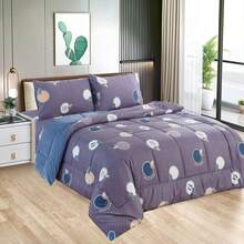 Edredón Matrimonial de Lujo Doble Vista Piel de Ángel, Suave y Acolchado, Incluye Edredón Relleno, 2 Fundas de Almohada, Sábana Superior y Sábana Ajustable (5 Piezas en Total) - Verde Agua - Ver 11