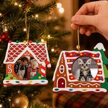 Ornamen Foto Rumah Natal Kustom, Dekorasi Pohon Natal Pondok Kue Jahe yang Dipersonalisasi, Gaya Liburan Meriah, Dekorasi Gantung Natal Foto yang Disesuaikan, Ornamen Gambar yang Dapat Disesuaikan, Dekorasi Pohon Natal, Hadiah Kenang-kenangan 2026, Hadiah Keluarga, Hadiah Teman - Gaya A - View 4