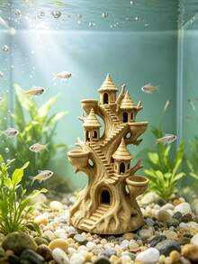 1pc Fairy Tree House Resin Garden Decor, Multi-Slot Succulent Planter, Mini Elf Tree Castle Statue, DIY Terrarium Bonsai Accessory, Suitable For Yard, Patio, Lawn, Home Desktop Fairy Garden Decoration, Housewarming Gift - C - View 7