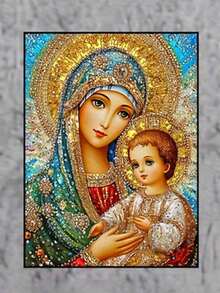 1pc 5D Diamond Painting Kit, Virgin Mary Theme, Colorful Round Acrylic Rhinestones, Full Drill DIY Set, Suitable For Home Wall Decor And Creative Gift, Ideal Choice For Holidays - Sets - View 13