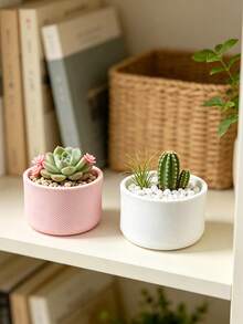 Textured Diagonal 3D Printed Small Flower Pot, Indoor Home Succulent & Green Plant Planter, Desktop Decorative Gardening Pot - A - View 6