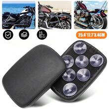 8 Suction Cup Motorcycle Pillion Rear Seat Black Synthetic Leather Cushion Anti-Skid Universal Easy Install For  Cruiser Chopper Bobber Short Rides - A - View 1