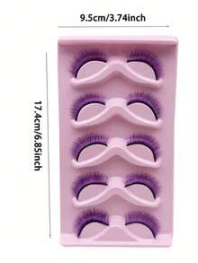 Blue Purple Colored False Eyelashes, Fluffy Wispy 5 Pairs Colorful Mink Lashes, Dramatic Volume Eye Lashes For Cosplay Party Makeup - Deep Purple - View 3