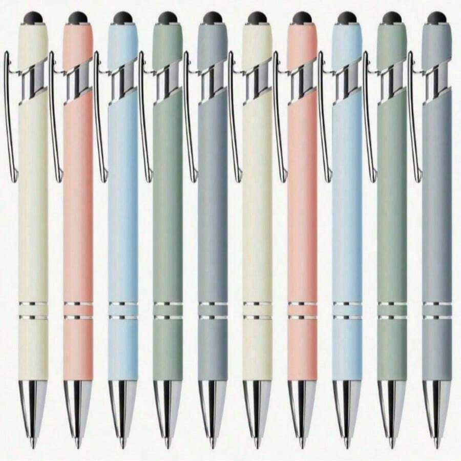 2/10/20pcs Metal Retractable Ballpoint Pens, Smooth Writing Tip, Multi-Color Options, Non-Slip Grip, Suitable For Daily Study, Office, Classroom Notes, Back To School, Christmas Student Office Supplies - A - View 1