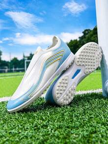 Men's Professional Training Non-Slip Artificial Turf Football Shoes, Boys' TF/FG Football Shoes, Size 35-45 - Baby Blue - View 3