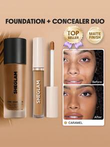 SHEGLAM [2件組] Complexion Pro 霧面粉底液與遮瑕膏套組 - Caramel - 查看 1