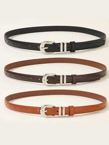 1/3pcs Teen Fashion Belts, Premium PU Material, Perfect Decorative Accessory For Jeans And Dresses, Back To School Essential, Back To School Gift Choice For Boys And Girls - Multicolor - View 2